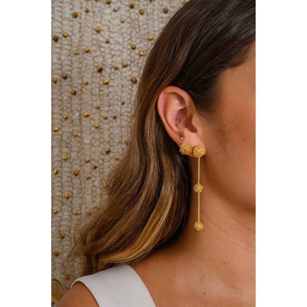 NEW LAVISH BY TRICIA MILANEZE women's dome post handmade crochet earrings in gol - Picture 2 of 2